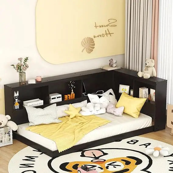 Twin Size Velvet Upholstered Daybed with Ergonomic Design Backrest and Trundle,Wood Platform Bed w/Stripe Shaped Headboard,for B