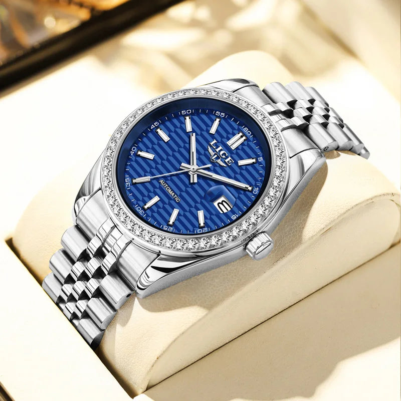 LIGE Top Luxury Men Mechanical Watches Waterproof Luminous Date Men Automatic Watch Male Sport Fashion Men's Watches+Box