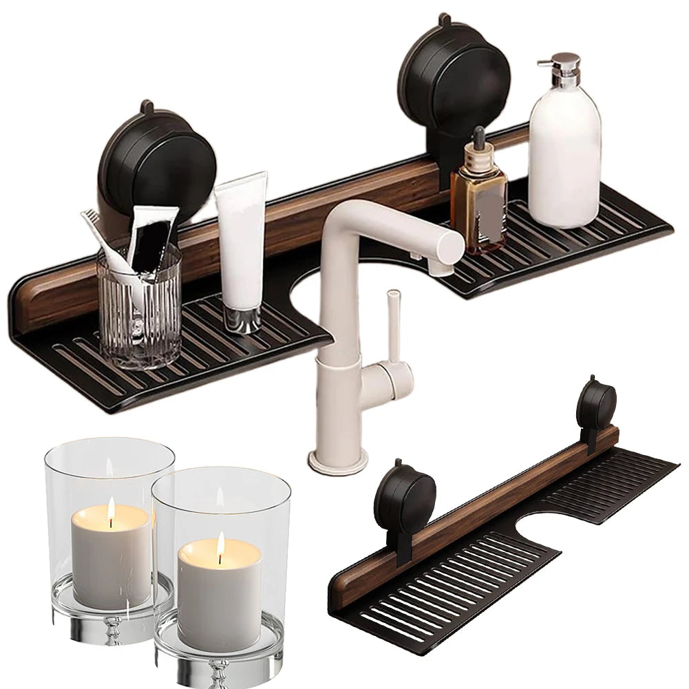 Faucet Organizer Rack No Drilling Wall Mounted Sink Shelf Heavy Duty Storage Rack Bathroom Accessories