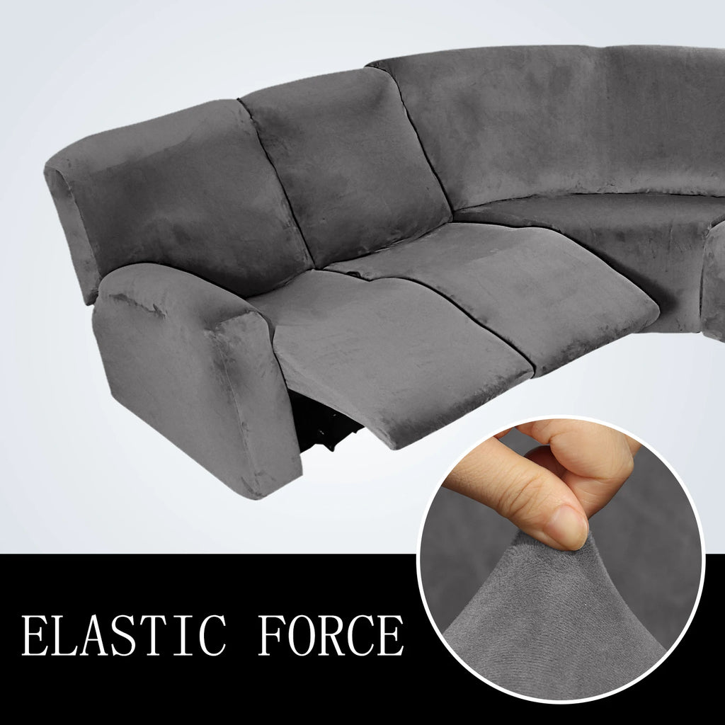 7-Piece L Shape Velvet Stretch Recliner Corner Sofa Covers for Sectional Sofa Set Reclining L Shape Sofa Slipcovers
