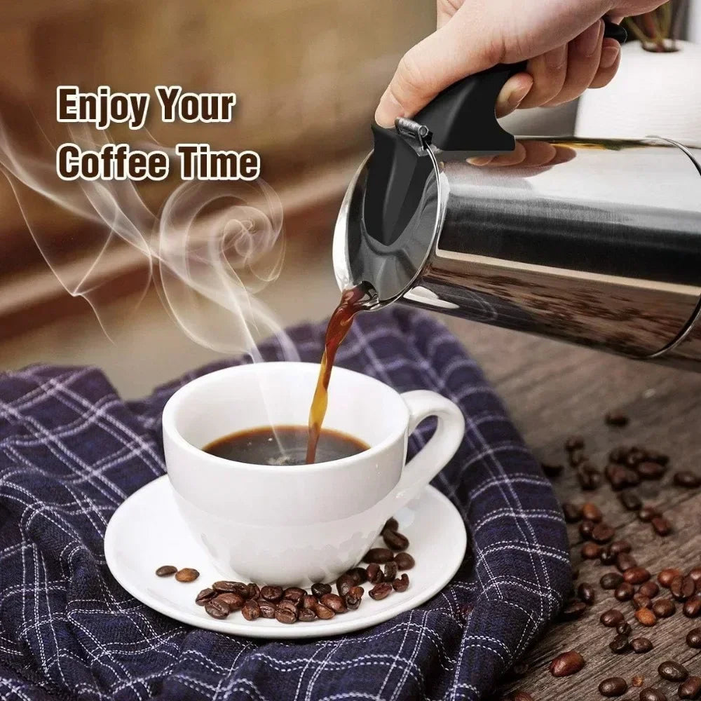 Coffee Maker Moka Pot,2/4/6 Cups Stainless Steel coffee Pot,Italian Coffee Machine Fit Induction Cookers Coffee Accessories