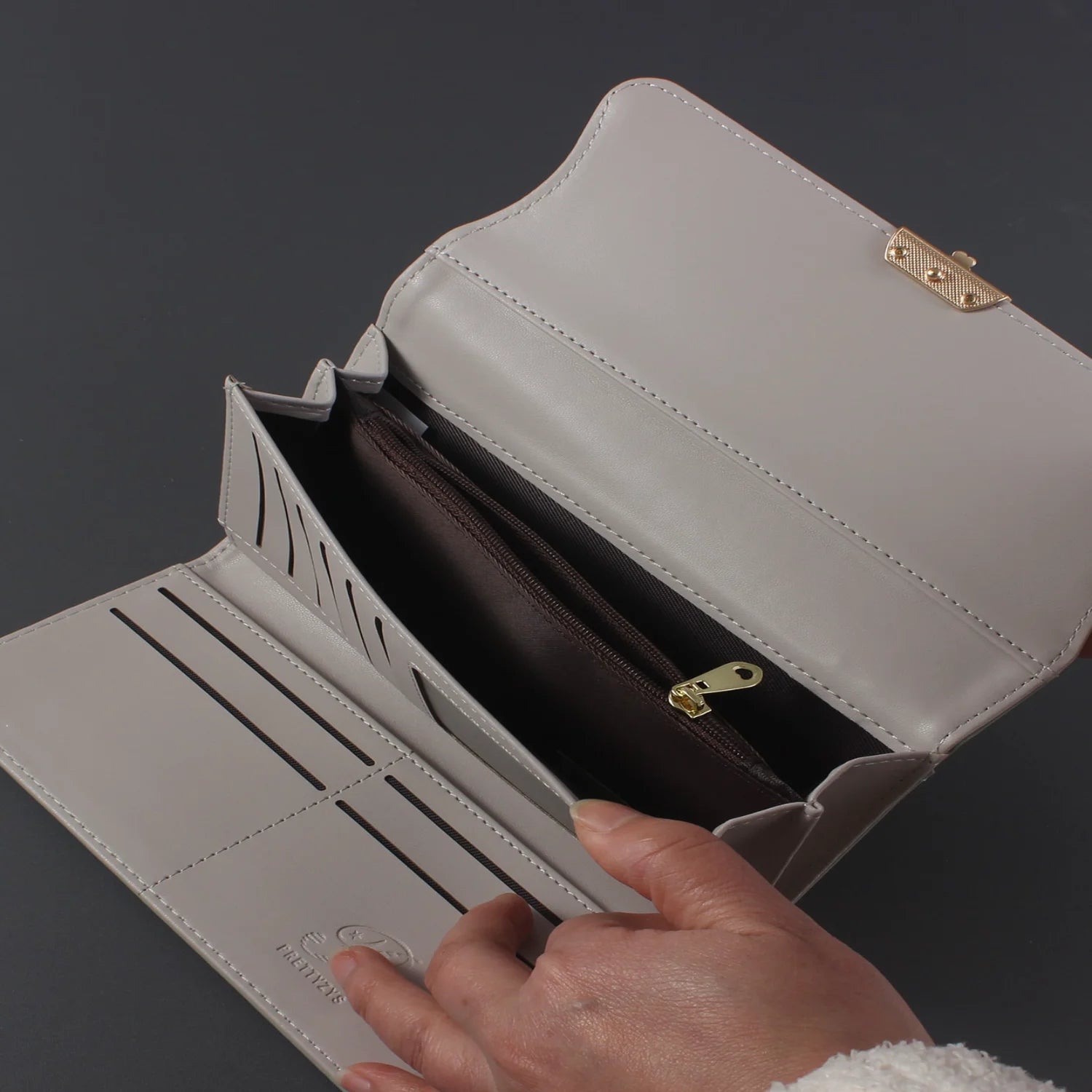 Minimalist Metal Decor Long Wallet Checkbook Cover Lightweight Modern Business Credit Card ID Card Money Cash Business Casual Te