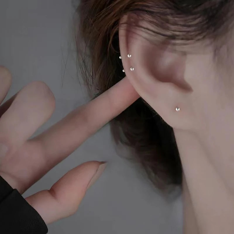 1Pair Fashion Trendy Mini Zircon Stud Earrings For Women Girls Daily Geometry Small Earrings Ear Bone Nail Jewelry Accessories