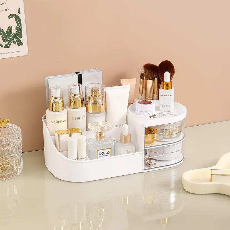 Capacity Cosmetic Storage Box with Clear Drawer - Multi-functional Makeup Organizer for Dressing Table Skincare Products