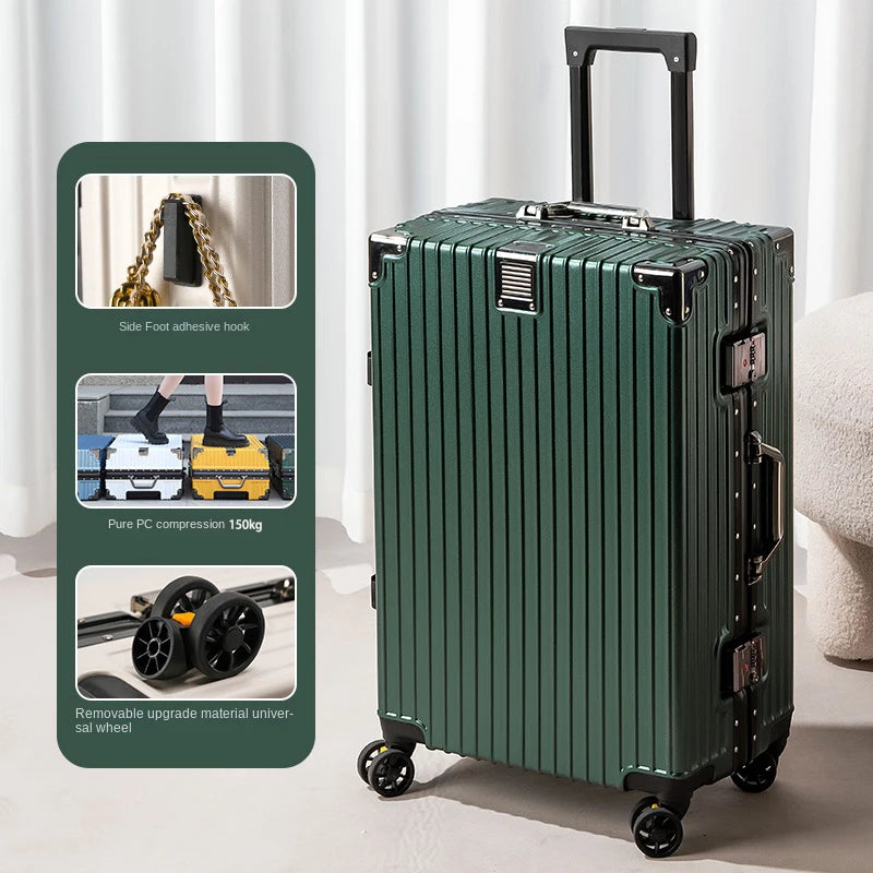 Suitcase Aluminum Frame 20 inch Carrier Trolley Case Removable Universal Wheels 22-30 inch Large Capacity Travel Suitcases