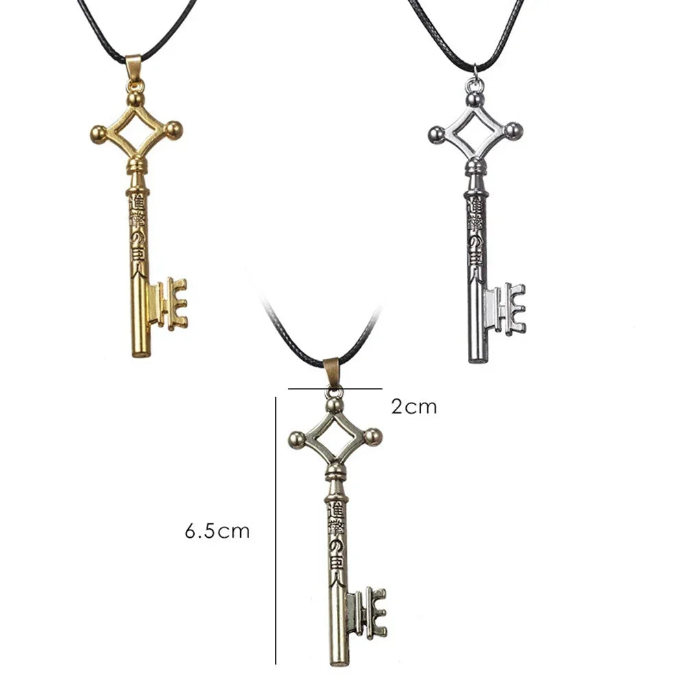 2025 Attack On Titan Eren Key Necklace Shingeki No Kyojin Pendant Vintage Retro Anime Jewelry For Men Cosplay