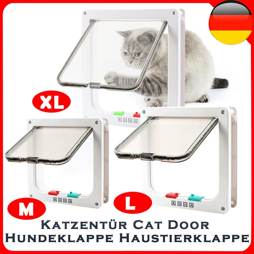 Puppy Kitten Safety In&out Pet Door with 4 Way Security Lock Dog Cat Flap Door Transparent Thin Cat Door Weatherproof Cat Flap