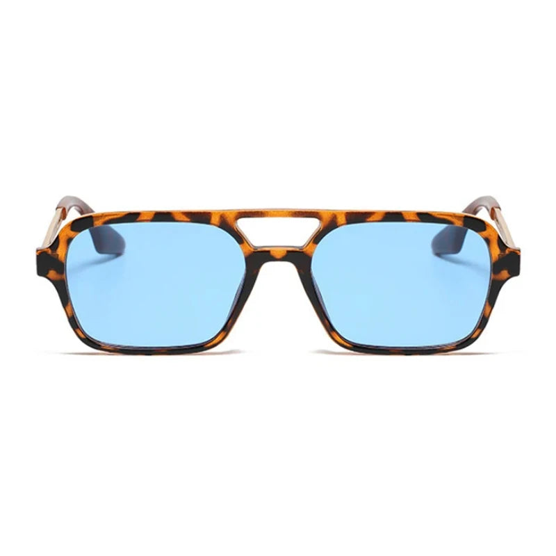 Small Vintage Square Sunglasses Women Brand Designer Mirror Sun Glasses Female Fashion Retro Leopard Frame Blue Oculos De Sol