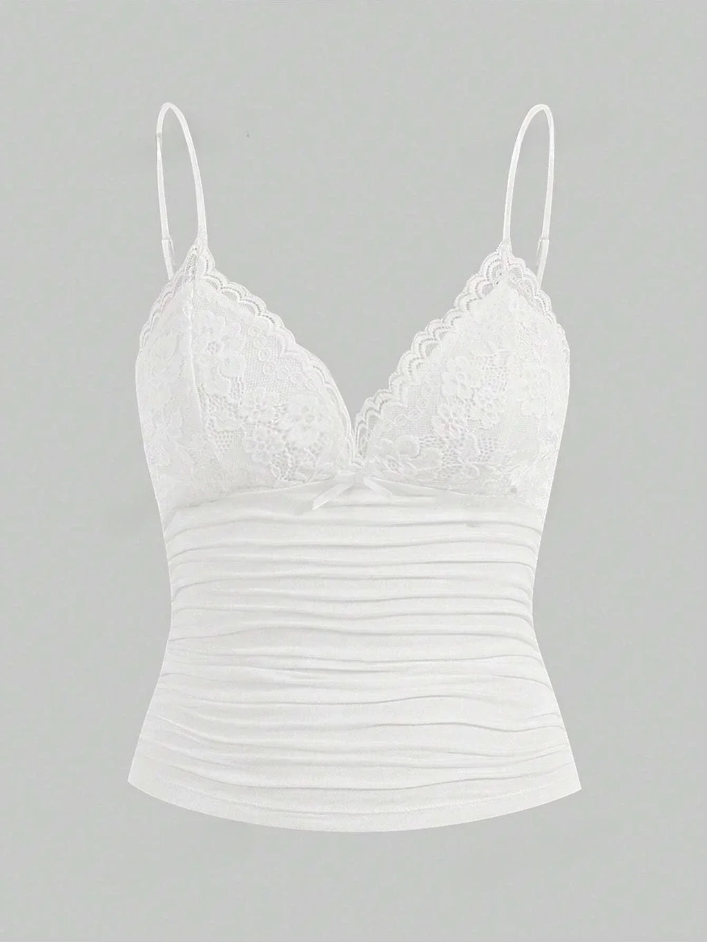 Sexy Contrast Lace Bow Front Crop Cami Top Women 2025 Summer Grunge Punk Y2K Clothes Ruched Skinny Backless Tee Shirt