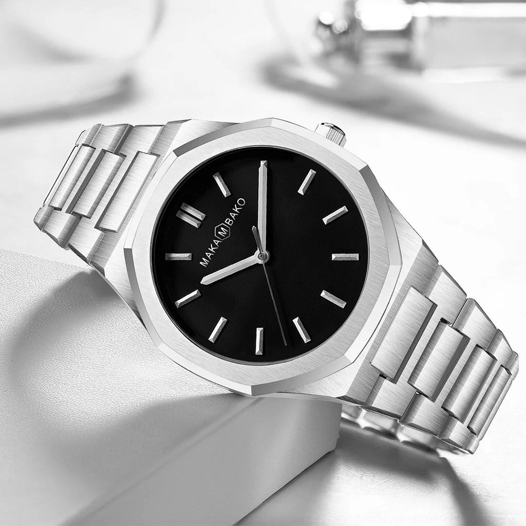 Black Mens Watch With Original Japanese MIYOTA 2035 Quartz Movement 40mm Business Style Stainless Steel 3Bar Watch for Men reloj