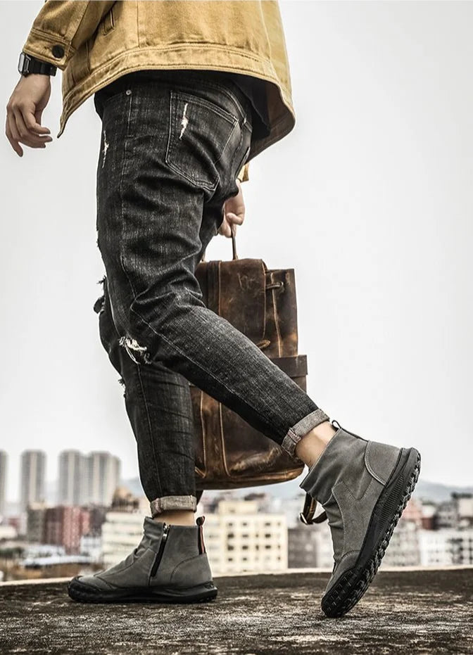 New Male Shoes Spring Autumn Men's Boots High Cut Footwear Quality Offers Cheap Original Deals Y2k Size 45 Designer Classic Sale
