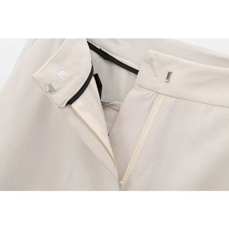 Women's Suit Set Business Formal Blazer & Pants Gold Button Jacket High Waist Straight Leg Office Wear Spring Wrinkle-Resistant