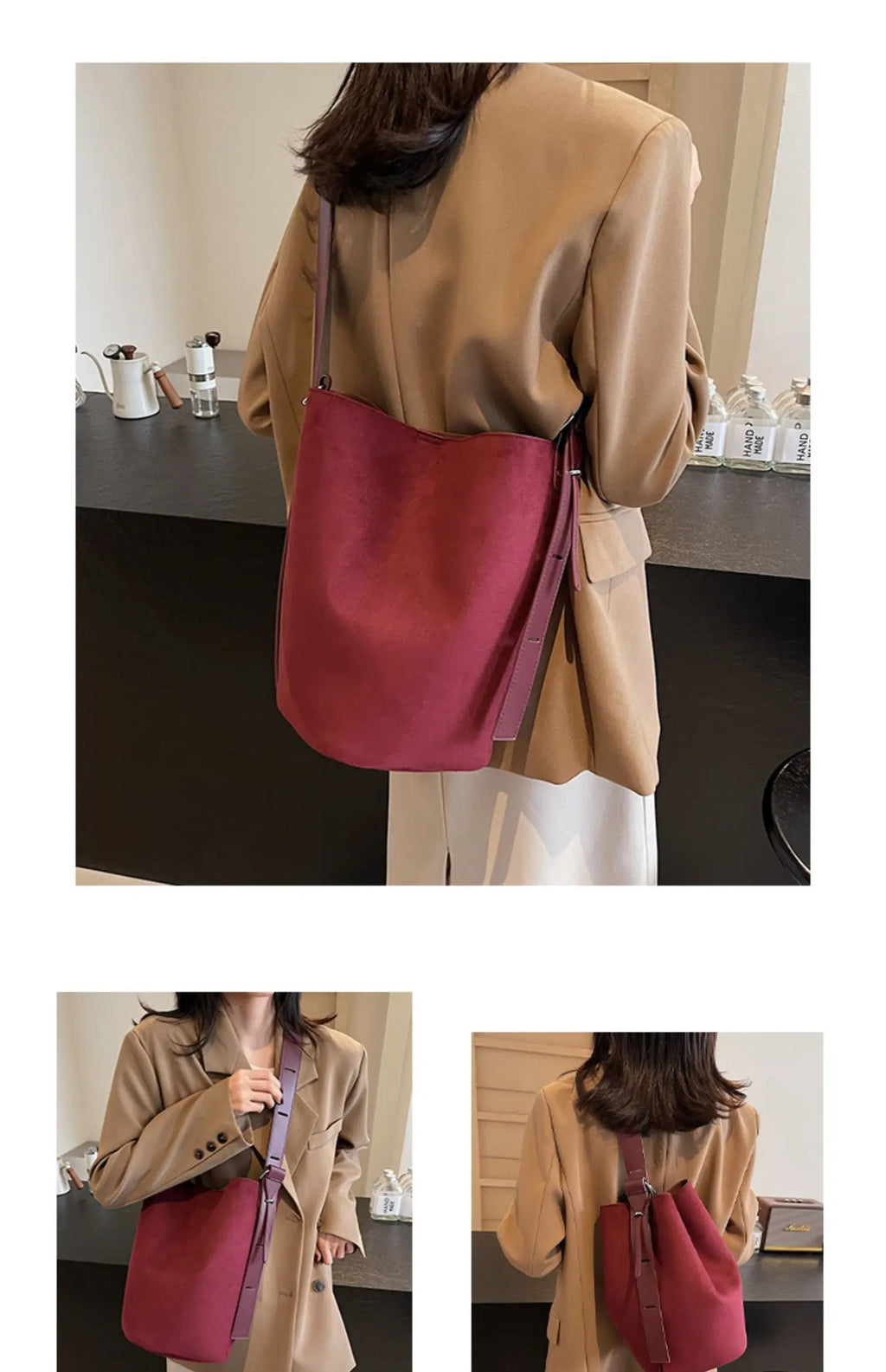 Retro Frosted Buet Bag Large Capaci Commuter Women's Single oulder Slant Cross Bag Soft PU Material Buet ape