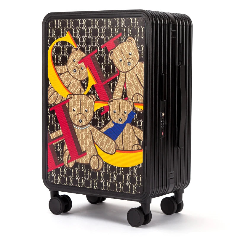 Classic Fashion Unisex New Roller Luggage Letter Design Large Capacity Business Travel Luggage