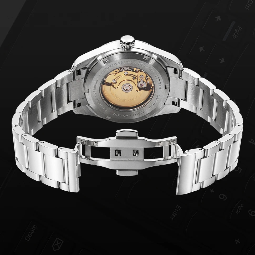 BERNY Men Mechanical Wristwatch PT5000 Automatic Watch For Male Stainless Steel Luminous Sapphire 20ATM Waterproof Mens Watch