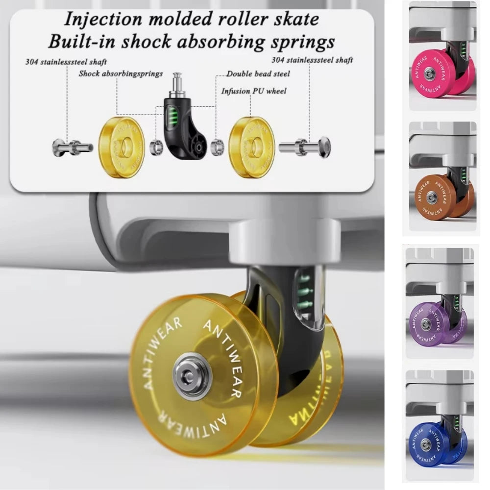 Wide Handlebar Rolling Luggage Large Capacity Travel Aluminum Frame Trolley Suitcase with Colorful Silent Spinner Wheel TSA Lock