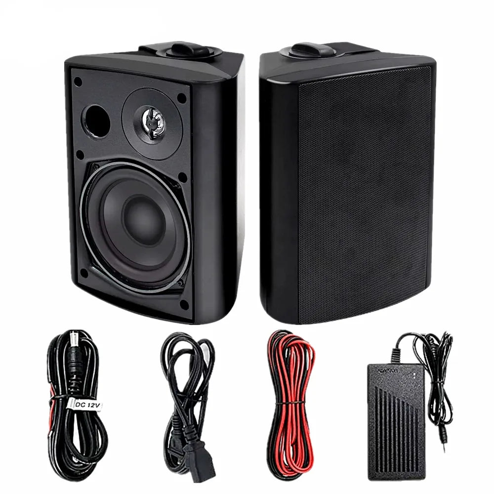 Herdio 5.25'' 2PCS 300W Outdoor Bluetooth Speakers Wired Waterproof Wall Mounted Patio Boat Active Speakers For Garage Deck Home