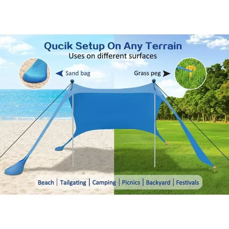Camping Tent Windproof Pop Up Awning Outdoor Beach Sun Shade UV Ultralight Beach Canopy Tents for Camping Fishing Picnics