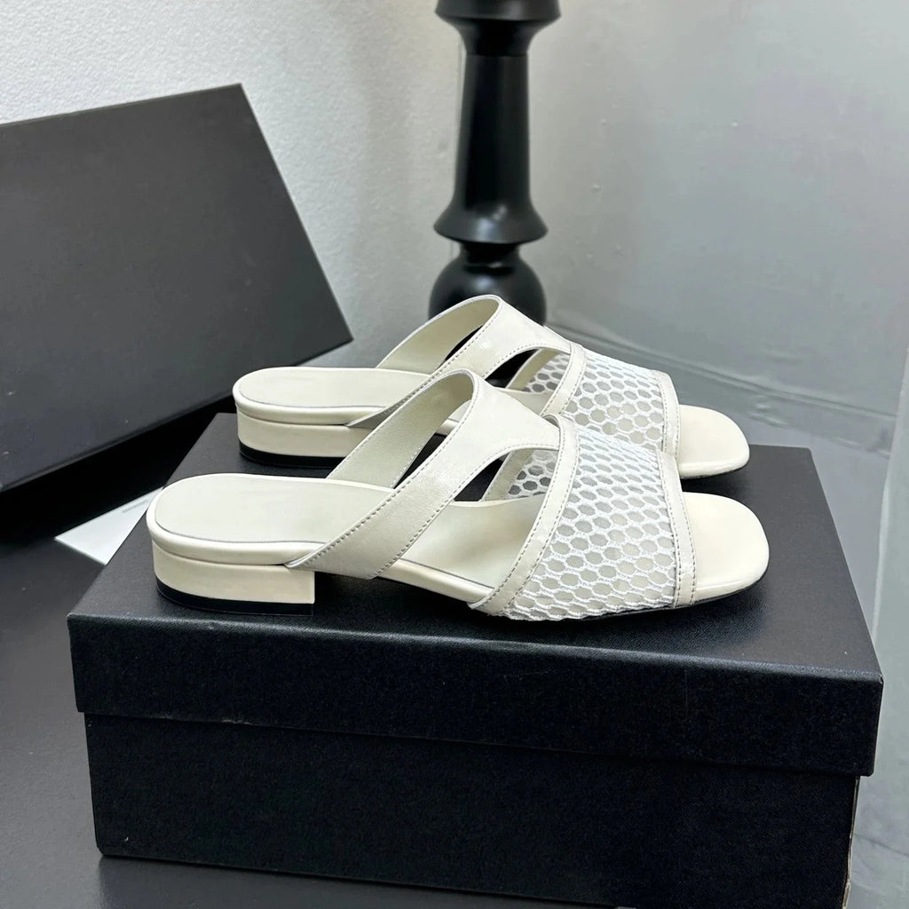 New Shoes Women Size35-41 Weaving Slippers Flat Platform Genuine Leather Slides Summer Flats Designer Shoes Zapatillas De Mujer