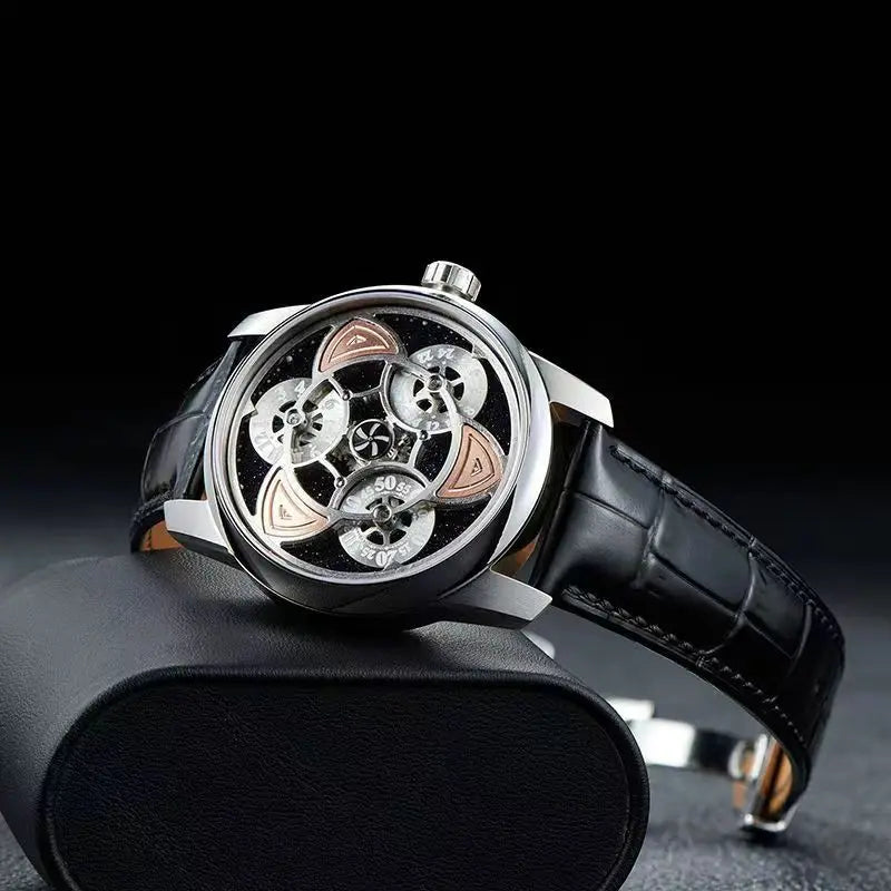 OBLVLO men's watch Star Creative Fully automatic mechanical watch Men's watch Skeletonized fashionable and trendy wristwatch men