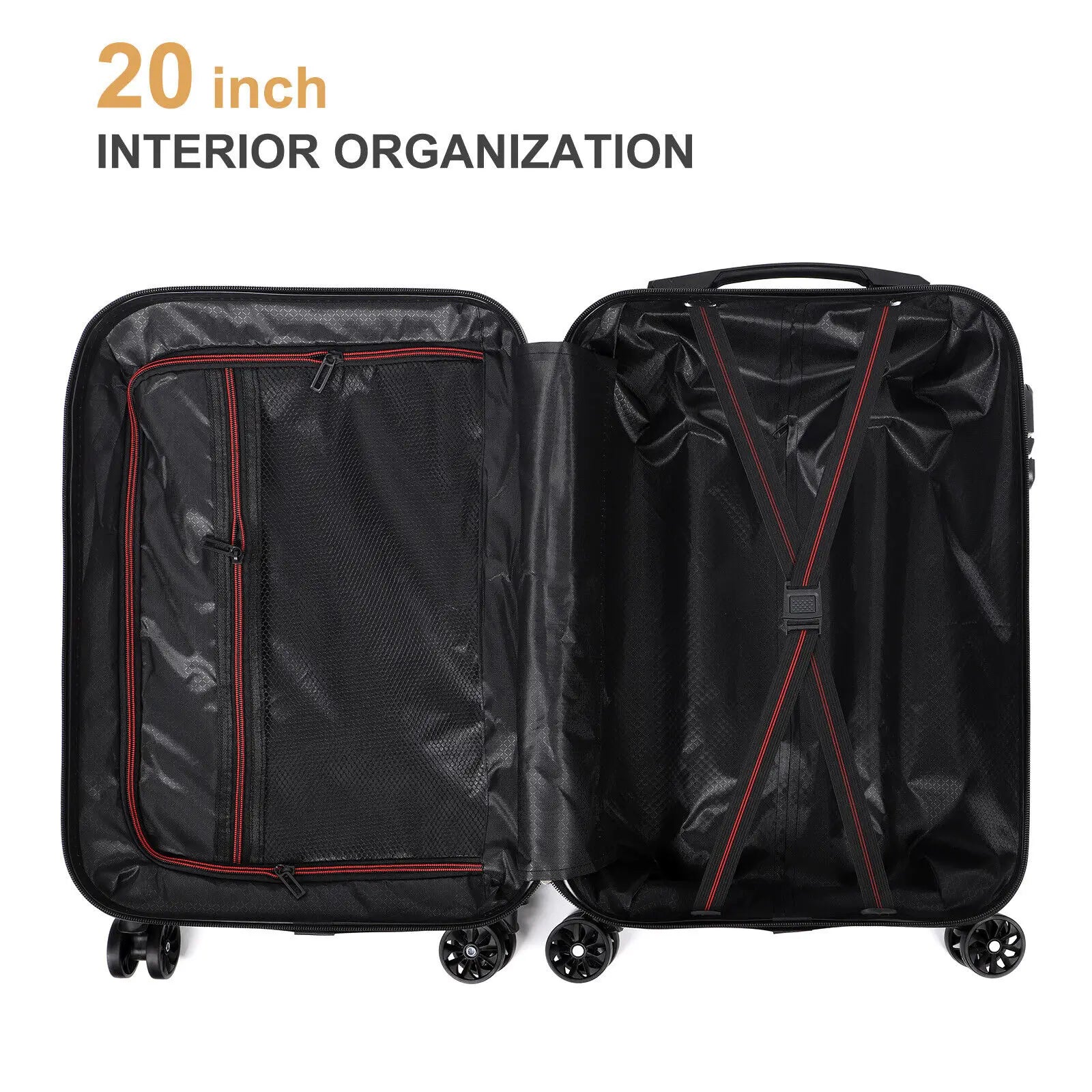 Carry On Luggage 20" Suitcase Spinner Wheels TSA Lock Airline Approved