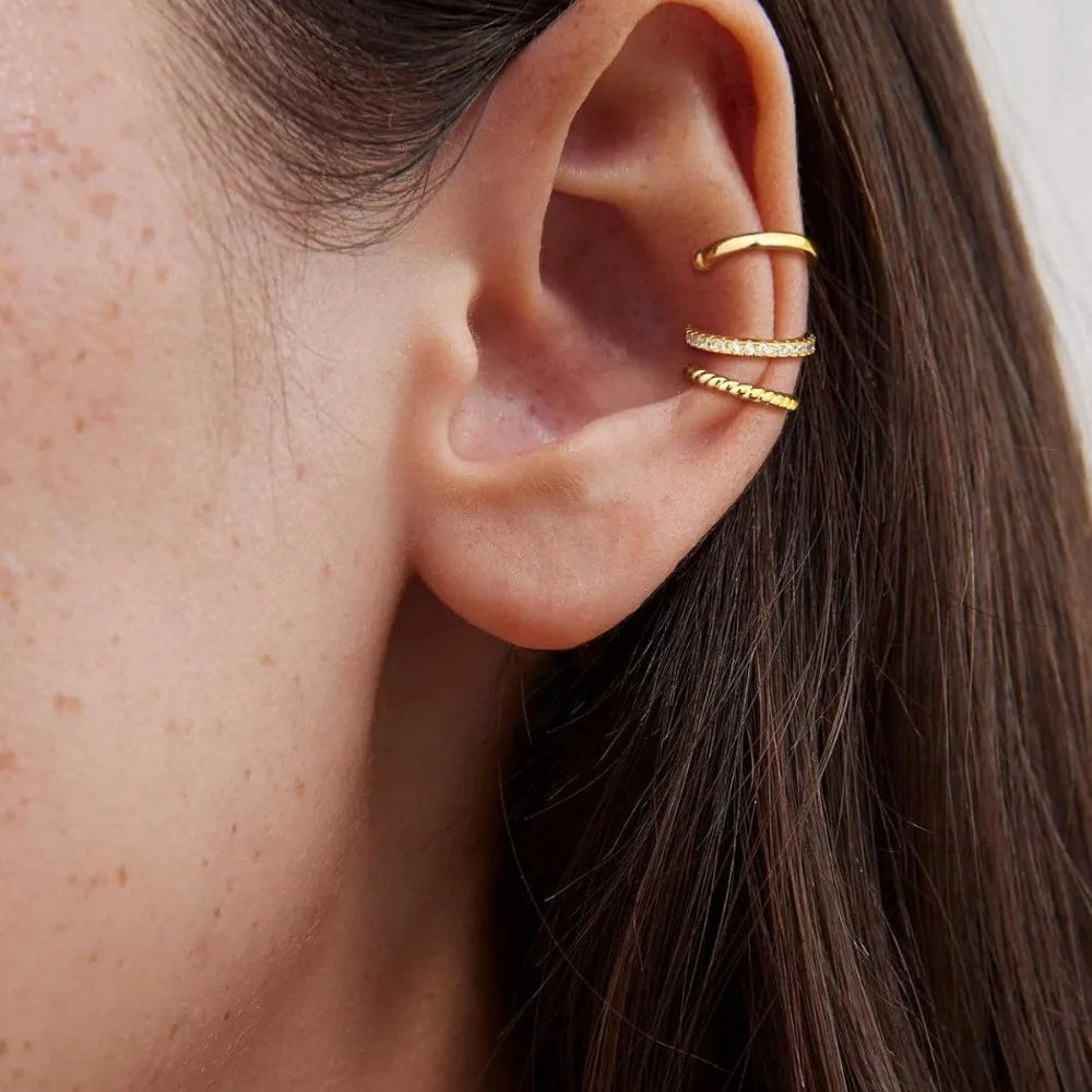 Ear Cuff Earrings for Women Non Piercing, 14K Gold Plated Cuff Earrings for Women, Hypoallergenic Cubic Zirconia