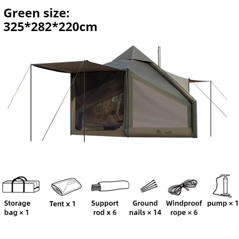 Family Tourist Inflatable Tent Outdoor Sunshade Windproof Stable Nature Hike Camping Tent Portable Overnight Camping Supplies