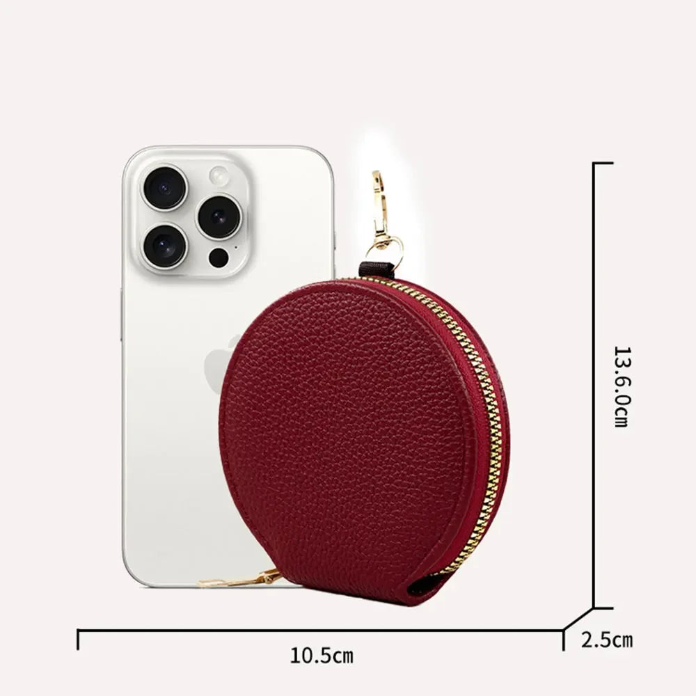 New High Quality Women's Zipper Wallet Portable Round Mini Card Bag Female Coin Pocket Key Bag Credit Card Holder Women's Purses