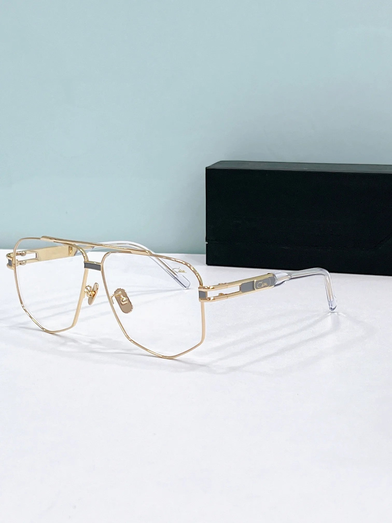 Original CCAZAL MOD9110 Premium Red Alloy+Acetate Frame Men Sunglasses Classic Retro Gradient Purple Lenses Women Couple Eyewear