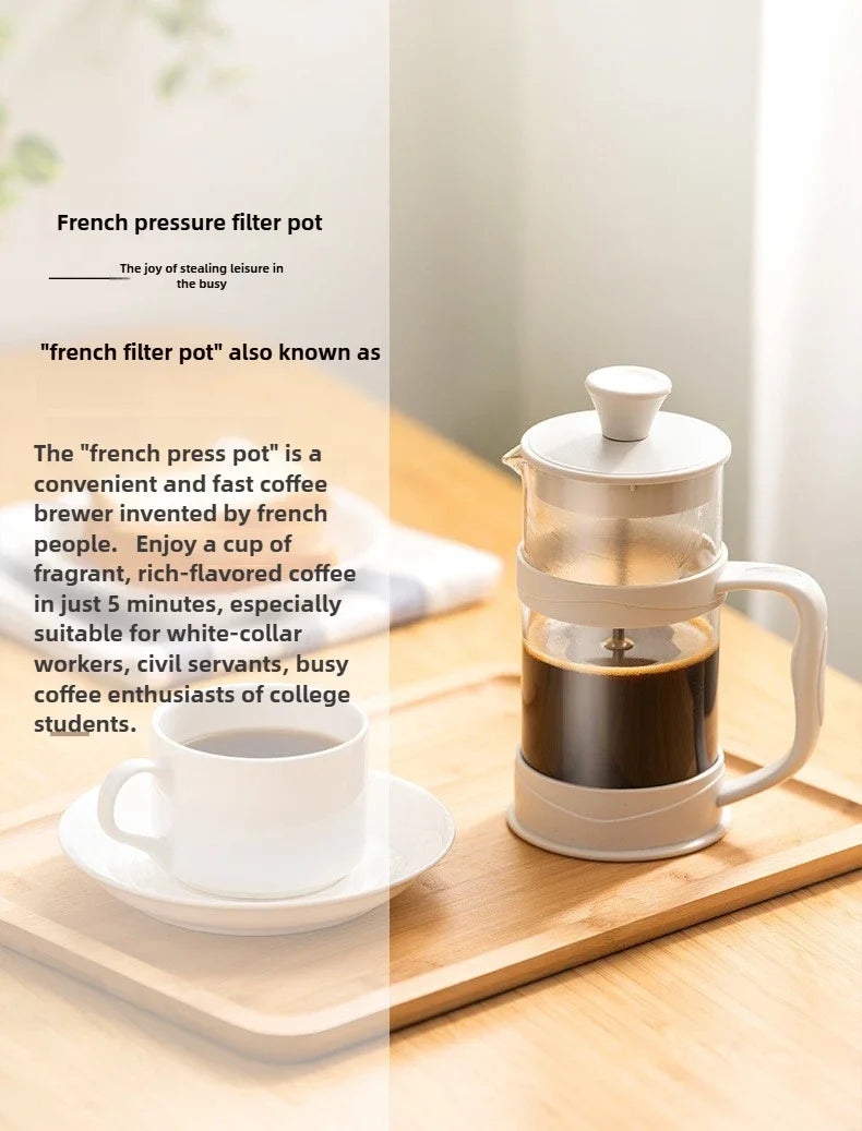 350/800/1000ml French Press Coffee Pot Multifunctional Home Hand Punch Pot Transparent Glass Coffee maker Coffee Accessories