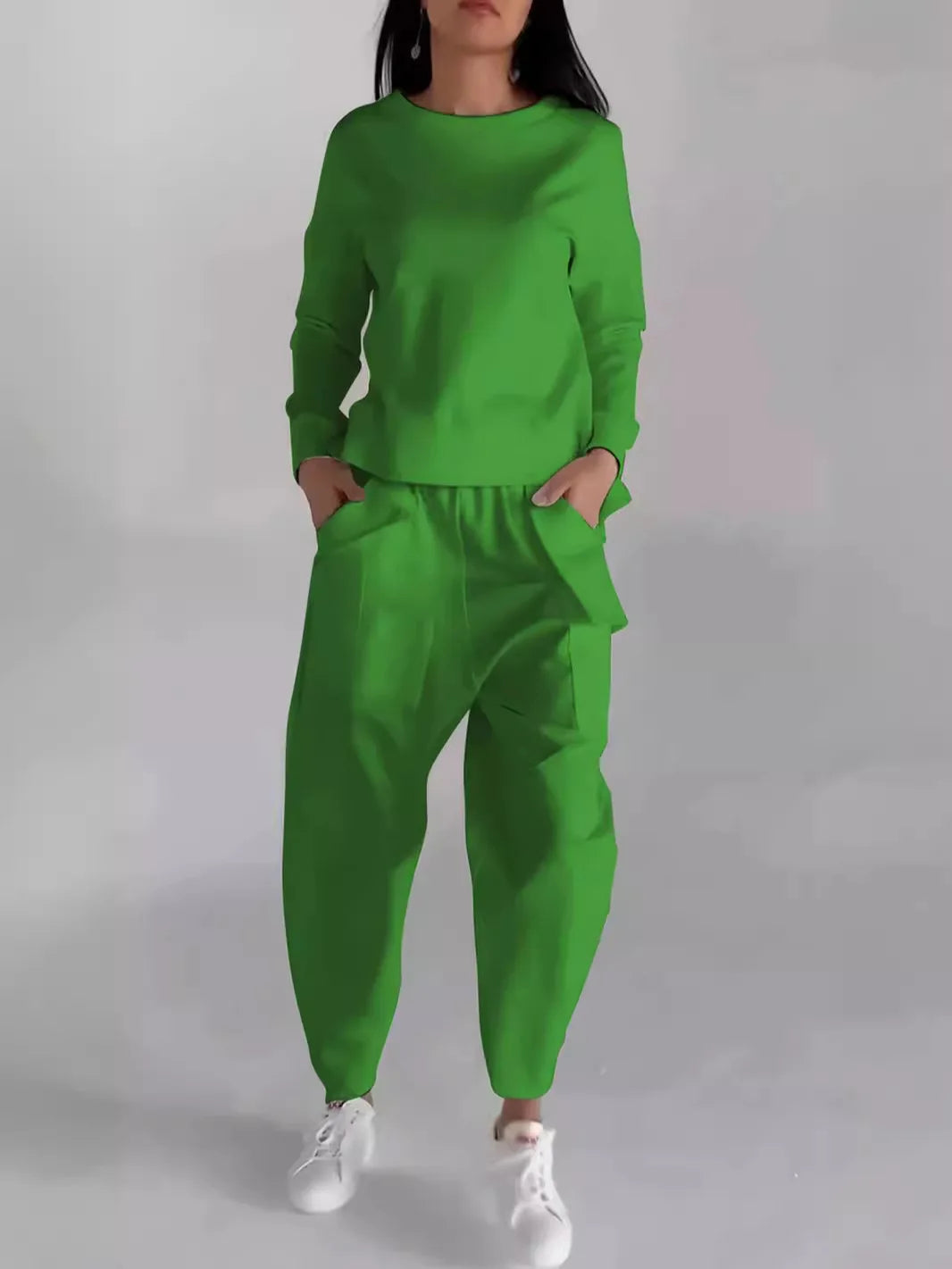 Women's suits 2024 European and American new fashion lace-up technology multi-pocket trendy sports solid color casual pants suit