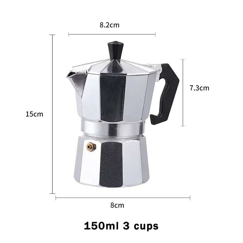 50/100/150/300ml Coffee Pot Italian Aluminum Moka Pot Octagonal Espresso Moka Coffee Pot Kitchen Barista Accessories
