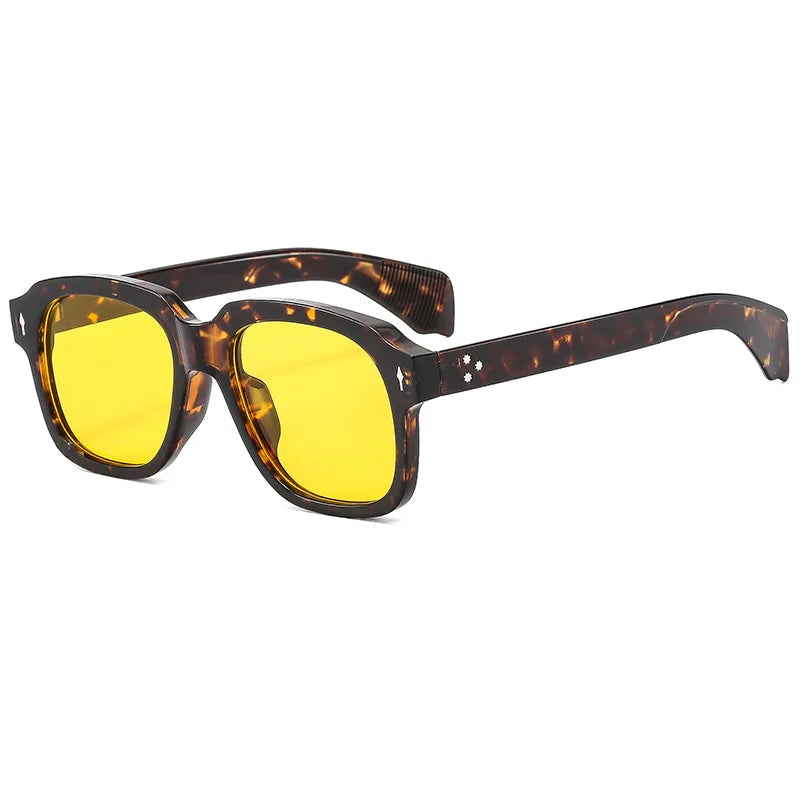 Women Square Sunglasses Ins Popular Men Vintage Rivets Punk Female Shades UV400 Fashion Male Sun Glasses