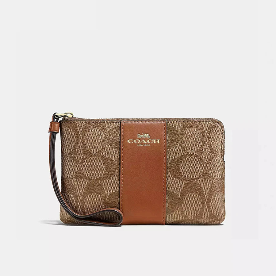 Corner Zip Wallet Wristlet Bag Travel Wallet In Signature Canvas With Stripe,CS602