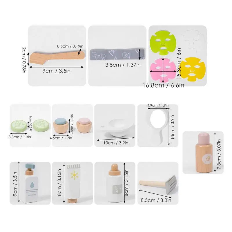 Wooden Cosmetic Set Wooden Kid's Beauty Salon Set Polished And Smooth Makeup Beauty Set Toy For Children Over 3 Years Old
