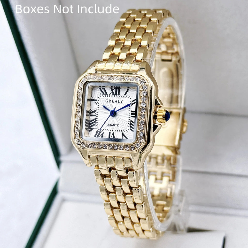 New Women Watch Light Luxury Brand Business Gold Stainless Steel Ladies Fashion Quartz Watches Female Clock Bracelet Wristwatch