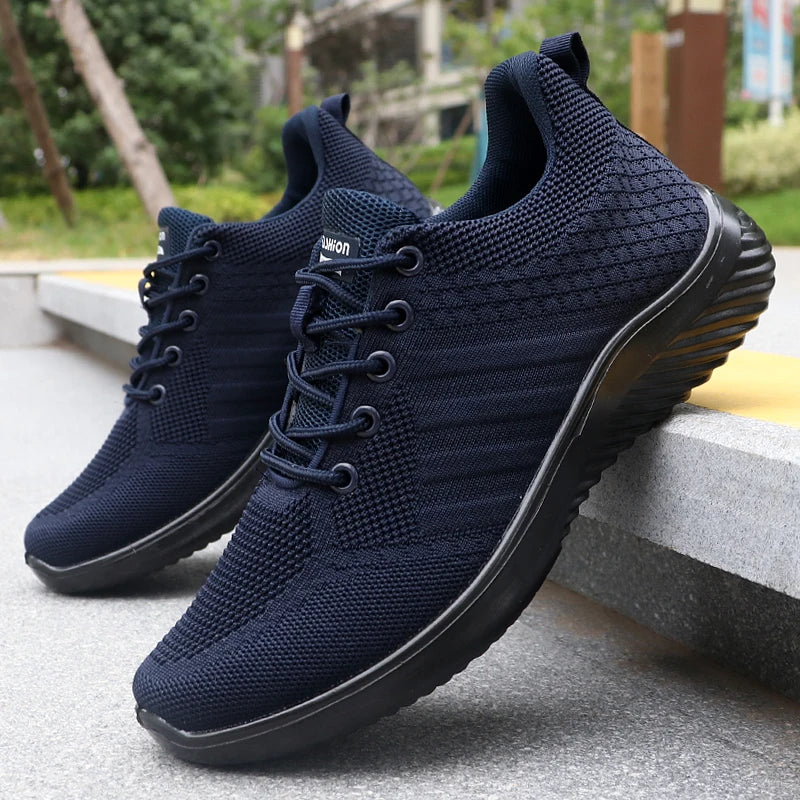 Men's Solid Lace-Up Casual Shoes, Lightweight Outdoor Sports Shoes Suitable for All Seasons Training and Exercise, Lightweight, Breathable and Non-Slip, Ideal for Leisure Walking Enthusiasts
