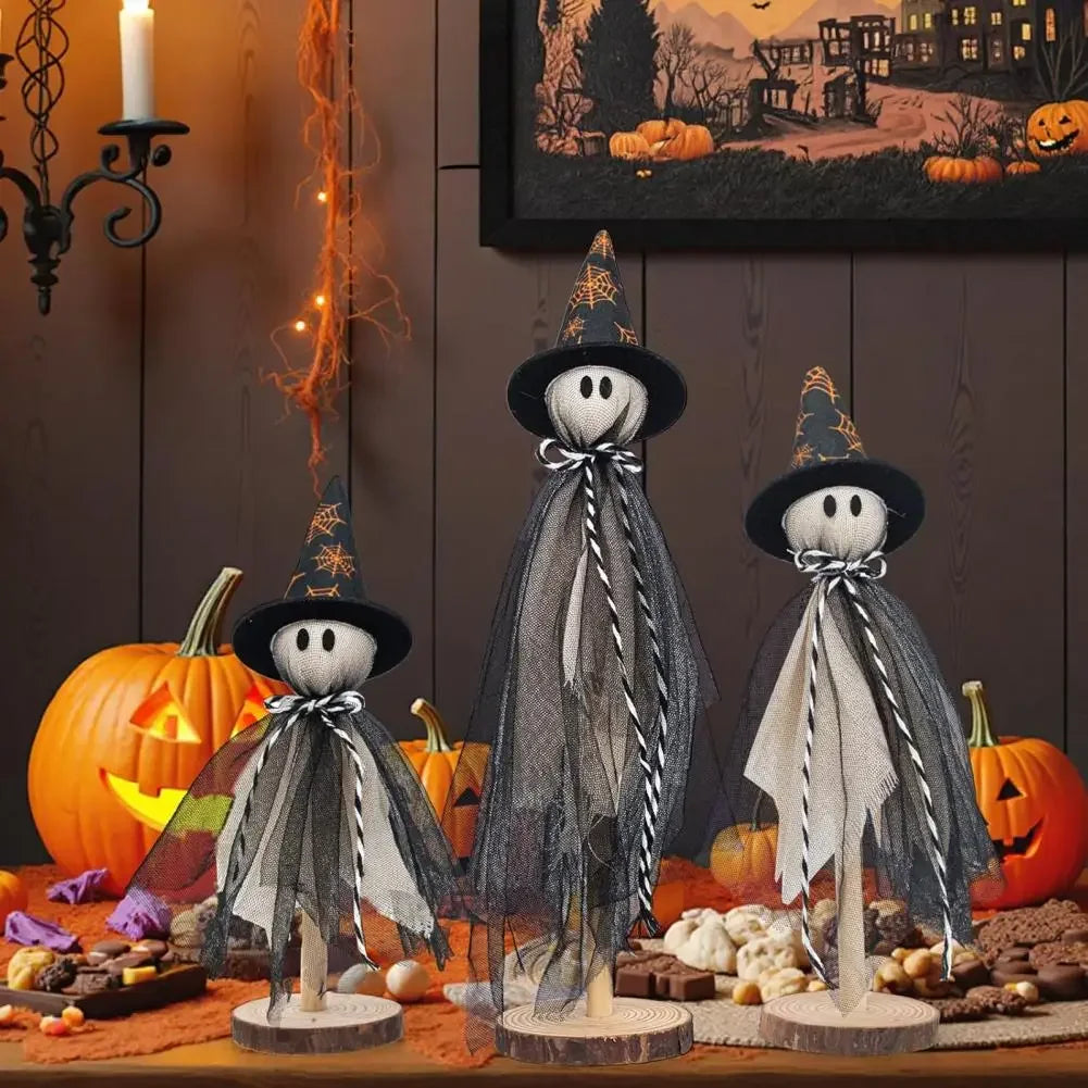 Fun Halloween Decorations Halloween Decor Set of 3 Wooden Ghost Ornaments Adorable Halloween Decorations with Fabric for A