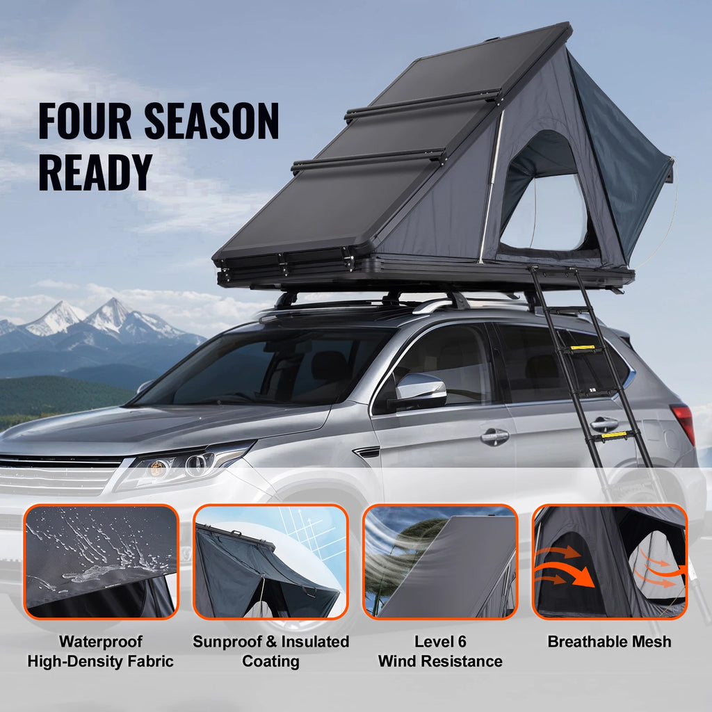 SucceBuy Rooftop Tent Hard Shell Naturnest Rooftop Tent Hardshell for 2-3 Person Waterproof Windproof for Jeep SUV Van Pickup