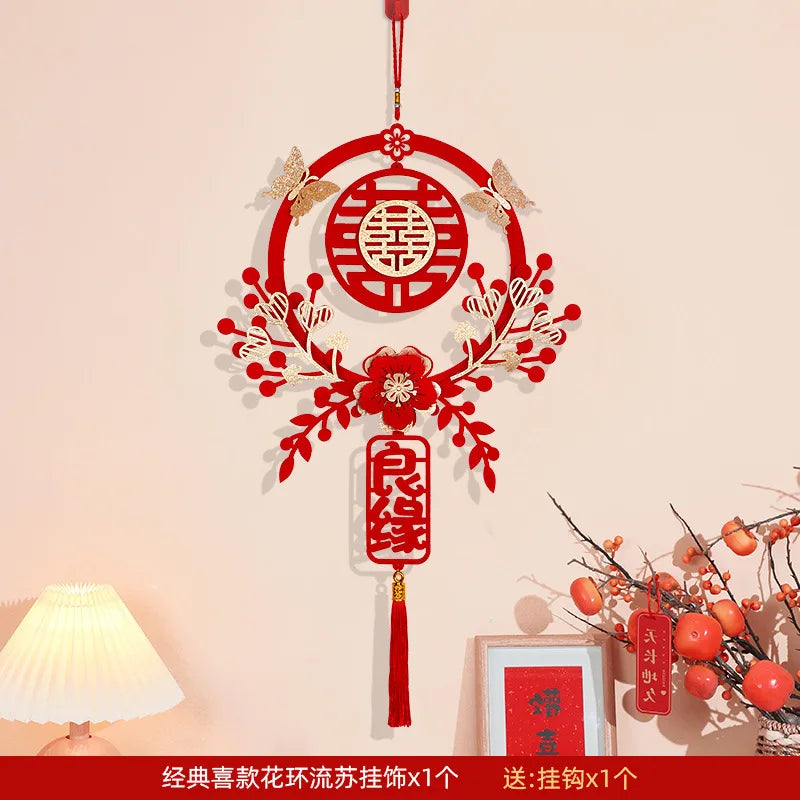 Chinese Traditional Wedding Decoration Chinese Wedding Wall Hanging Decor Double Happiness Marriage Supplies Home Decor