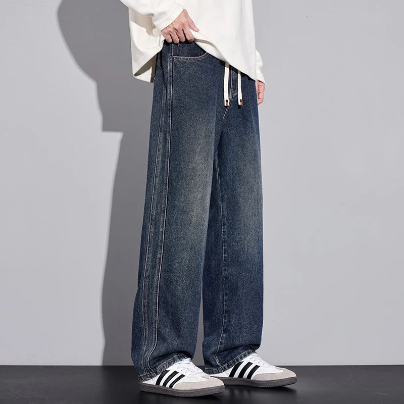 2025 Autumn/Winter New Youth Trendy Full Elastic Thickness Non Elastic Straight leg Jeans