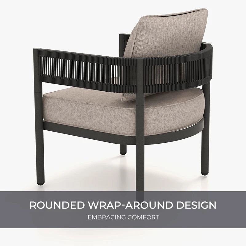 5-Piece Outdoor Furniture Set with Thick Cushions and Coffee Table, Wicker Sofa Conversation Set for Backyard