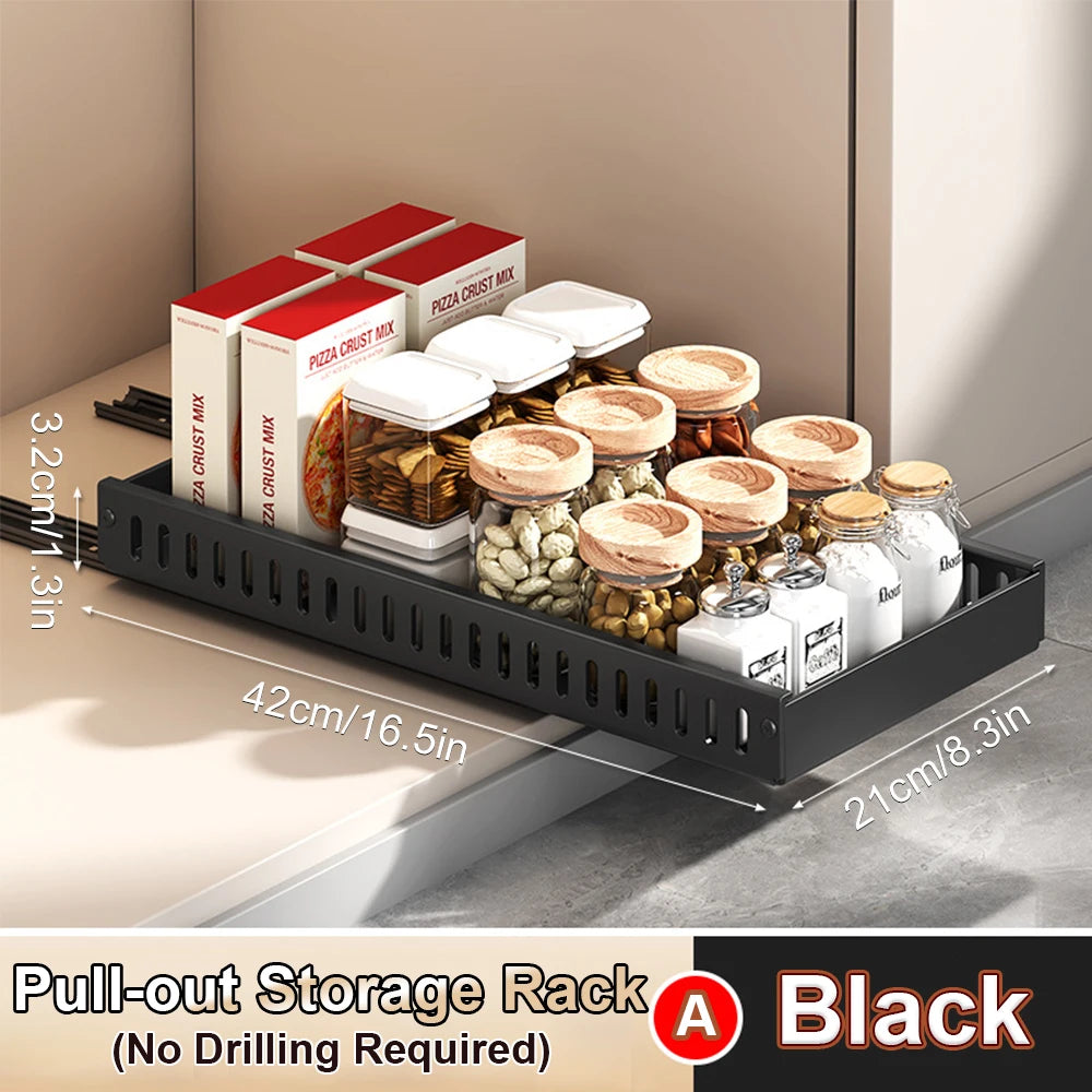 Kitchen Pots and Pans Organizer Under Cabinet Sliding Drawer Pot Lid Organizer Pull Out Cabinet Storage Tray with 8 Dividers