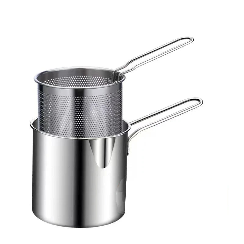 Cooking Pan With Filter Basket Stainless Steel Deep Fryer Multifunctional Small Pot Pasta Pot Kitchen Cooking Tools