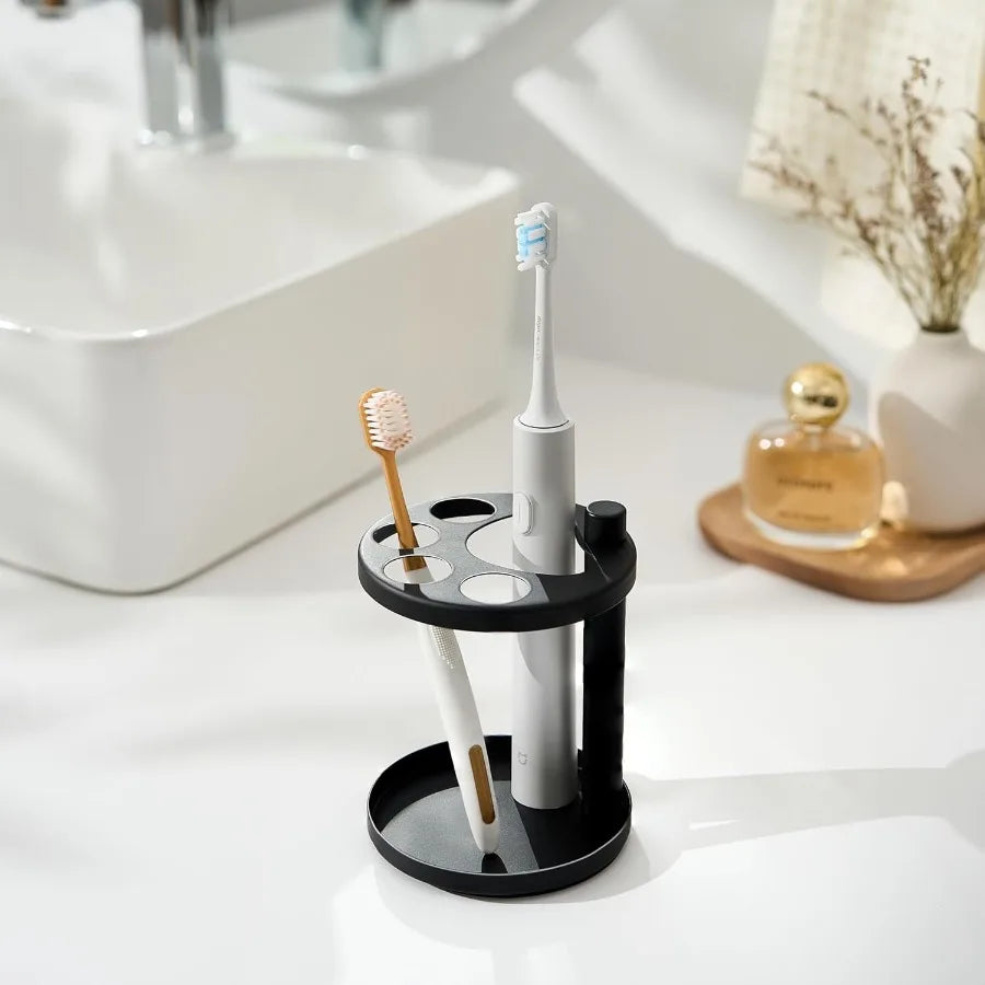 Metal Toothbrush Holder Stand for Bathroom: Stainless Steel Ventilated Organizer with Slots for Electric Toothbrushes Toothpast