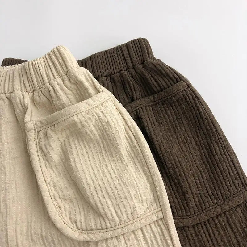 Summer Children's Casual Pants Cotton Hemp Pants Korean Baby Boy and Girls Cargo Pants Kids Clothes