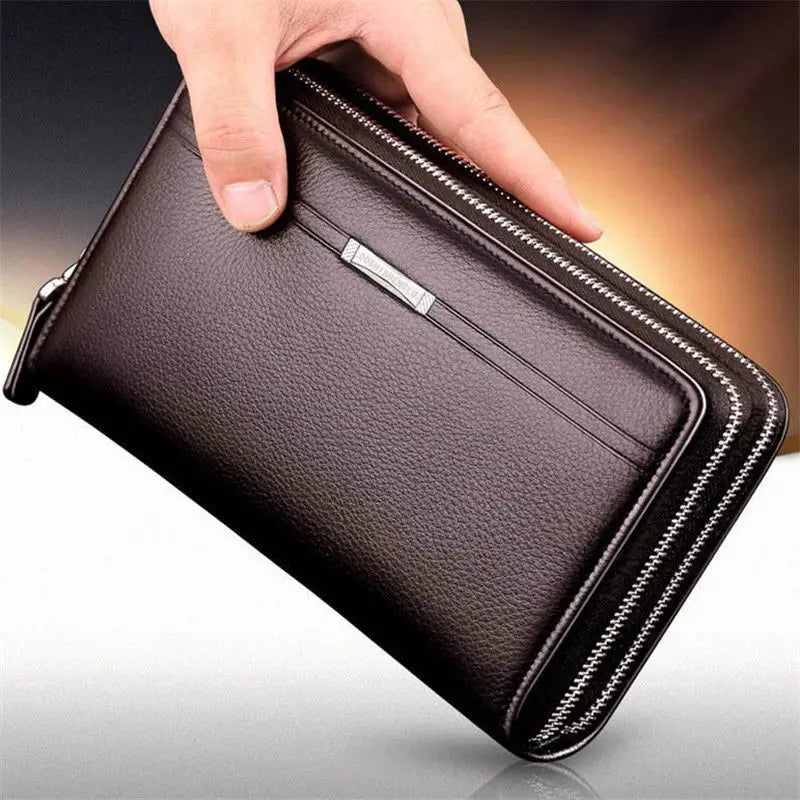 Mens Wallet Long Purse Leather Clutch Large Business Handbag Phone Pocket Card Holder Case Gift for Father Son Husband Boyfriend