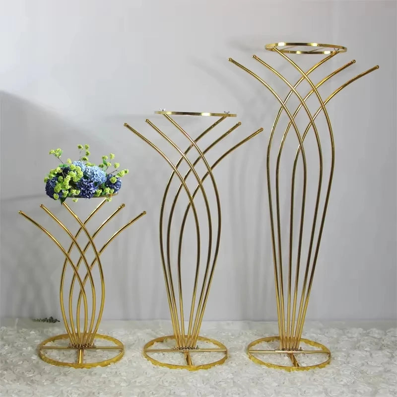 Wholesale Geometric Metal Floor Vases Column Stand Road Lead Flower Centerpieces for Wedding Home Events Decor