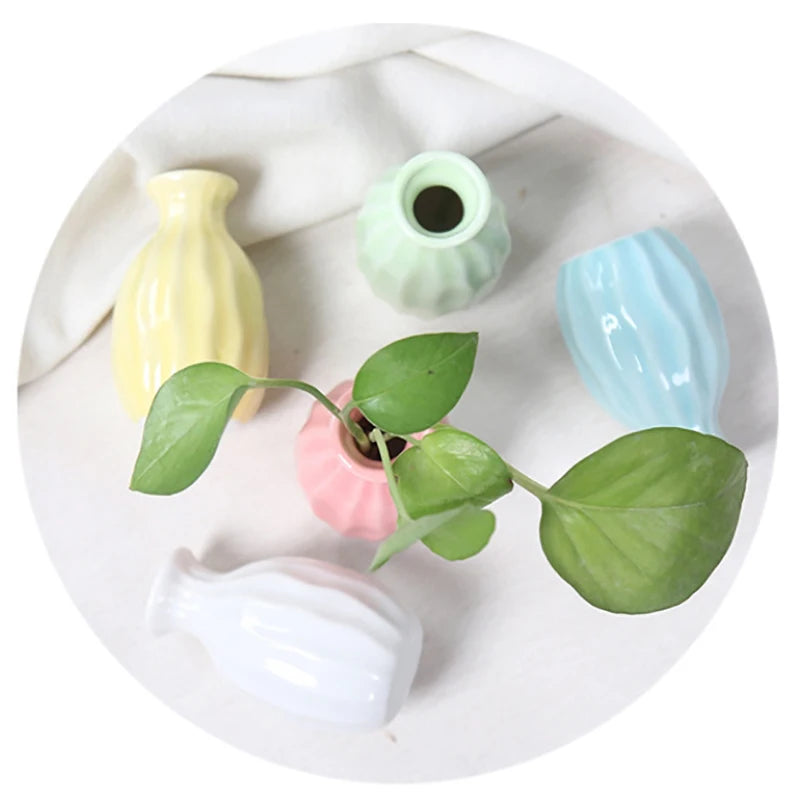 Ins Ceramics Flower Vase Nordic Hydroponics Vases Creative Room Decor Mini Flower Plant Bottle Pots Table Ornament Colorful Vase
