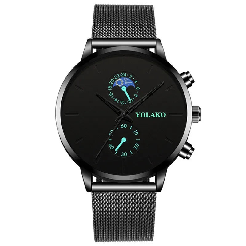Reloj Hombre Mens Watches Luxury Stainless Steel Mesh Belt Quartz Wristwatch Men Business Calendar Clock Relogio Masculino